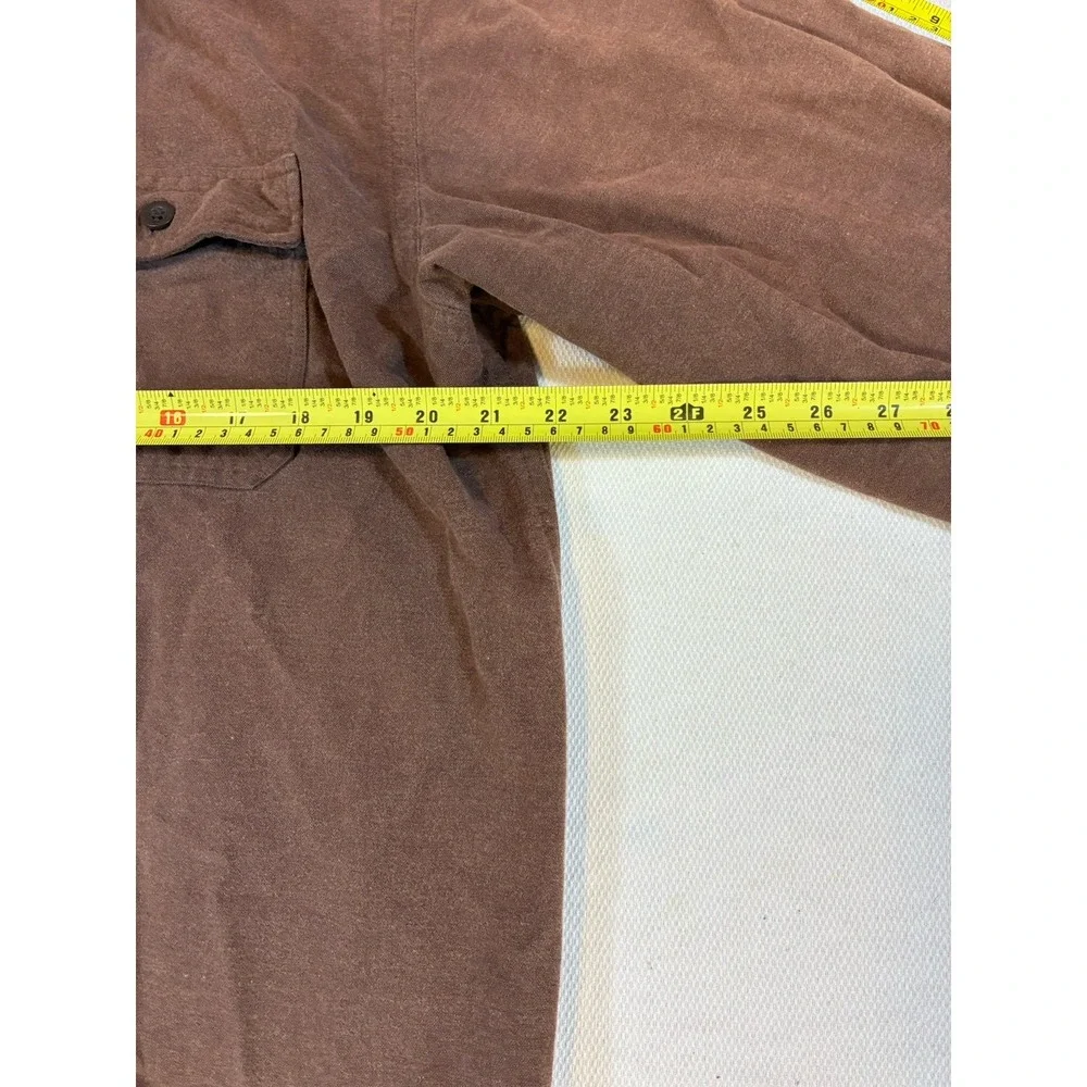 Vintage L.L. Bean Men's Large Tall Brown Flannel‎ Button Down Shirt Cotton Long